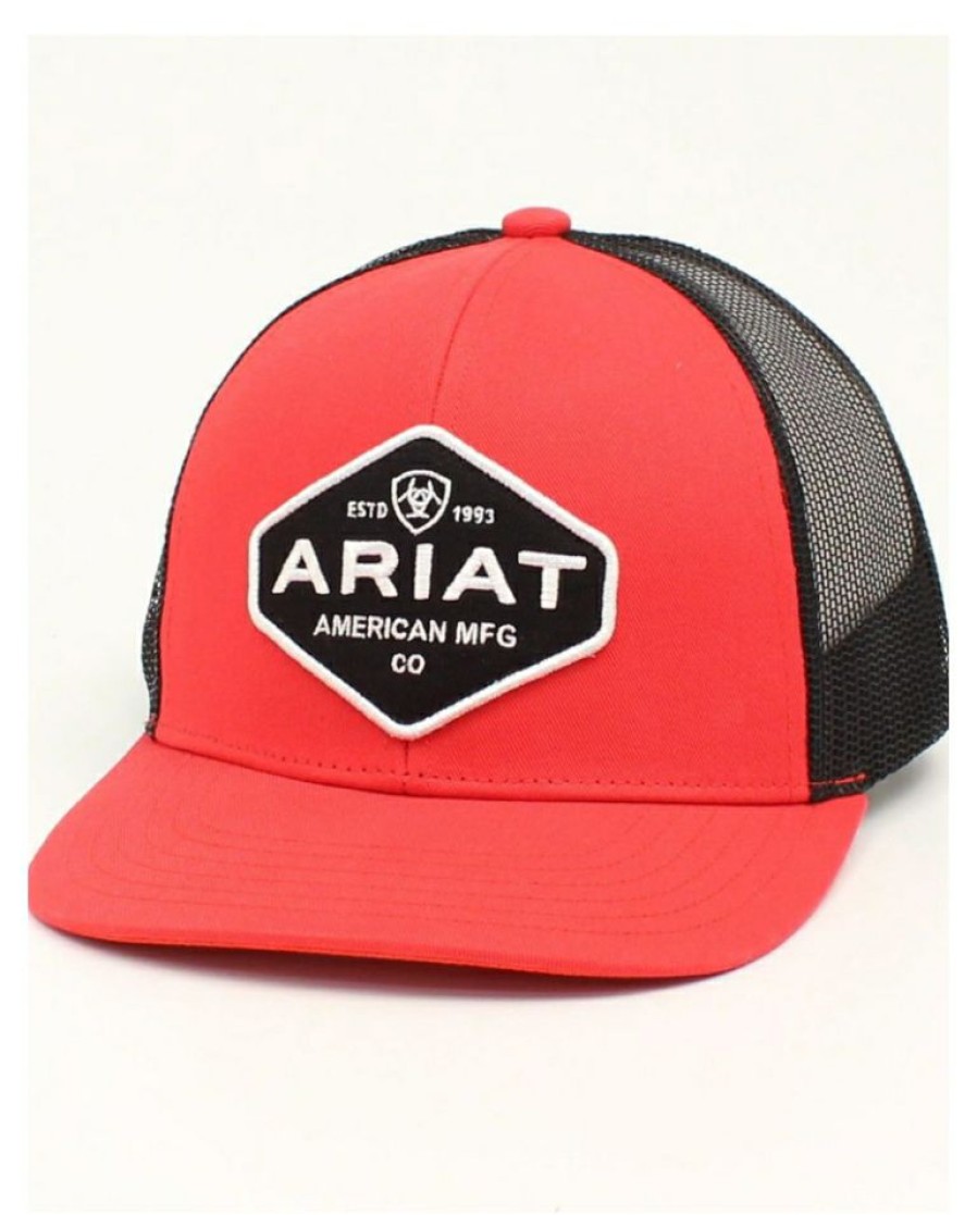 Mens Hats * | Special Offers Ariat Men'S Logo Patch Snap Back Mesh