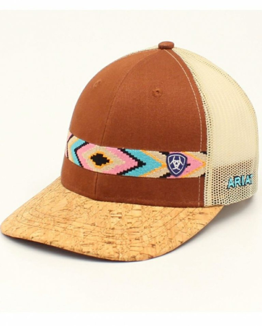 Ladies Hats * | Reasonable Price Ariat Ladies' Aztec Design Cork Cap