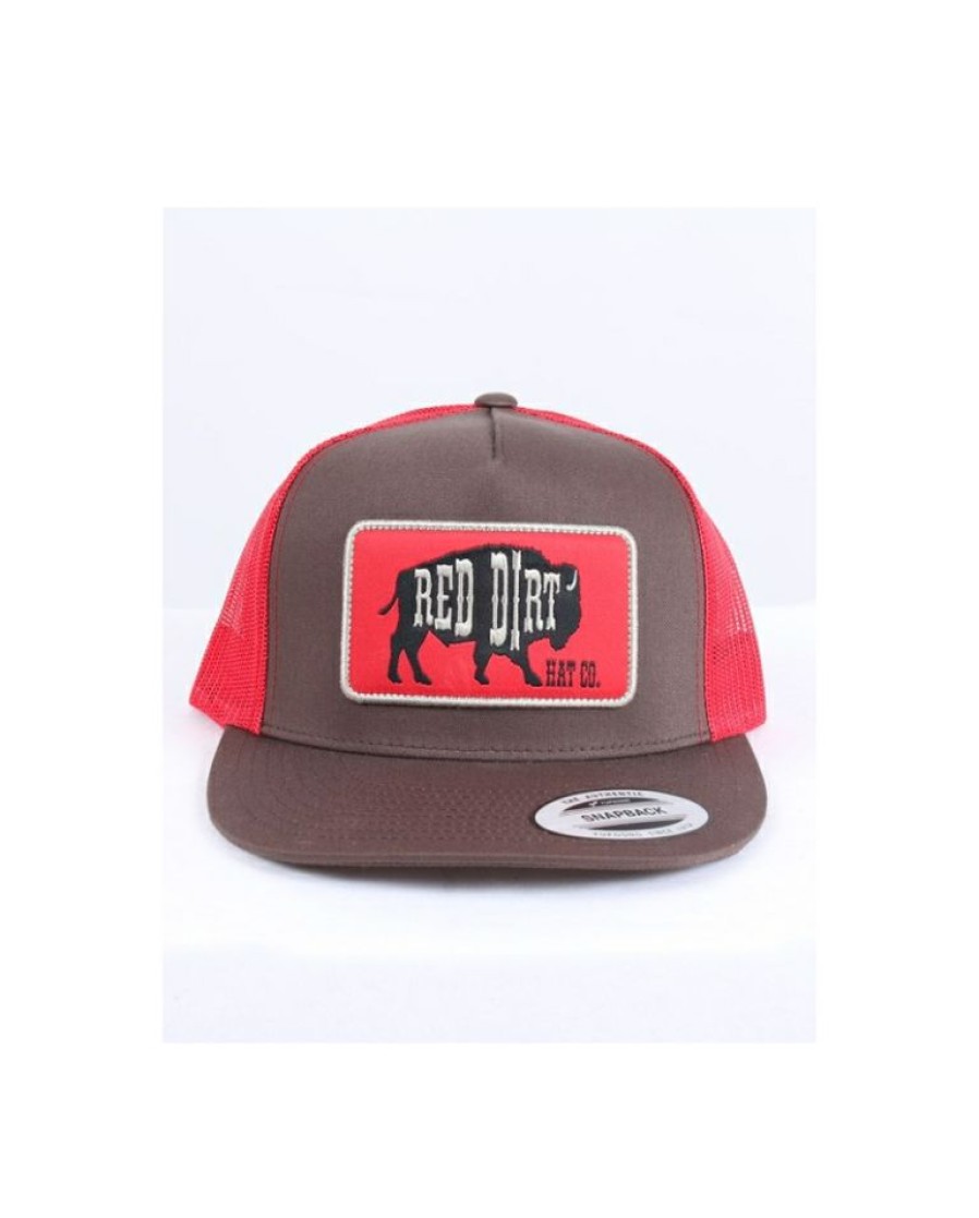 Mens Hats * | Discount Red Dirt Hat Co. Men'S Red Black Original Patch