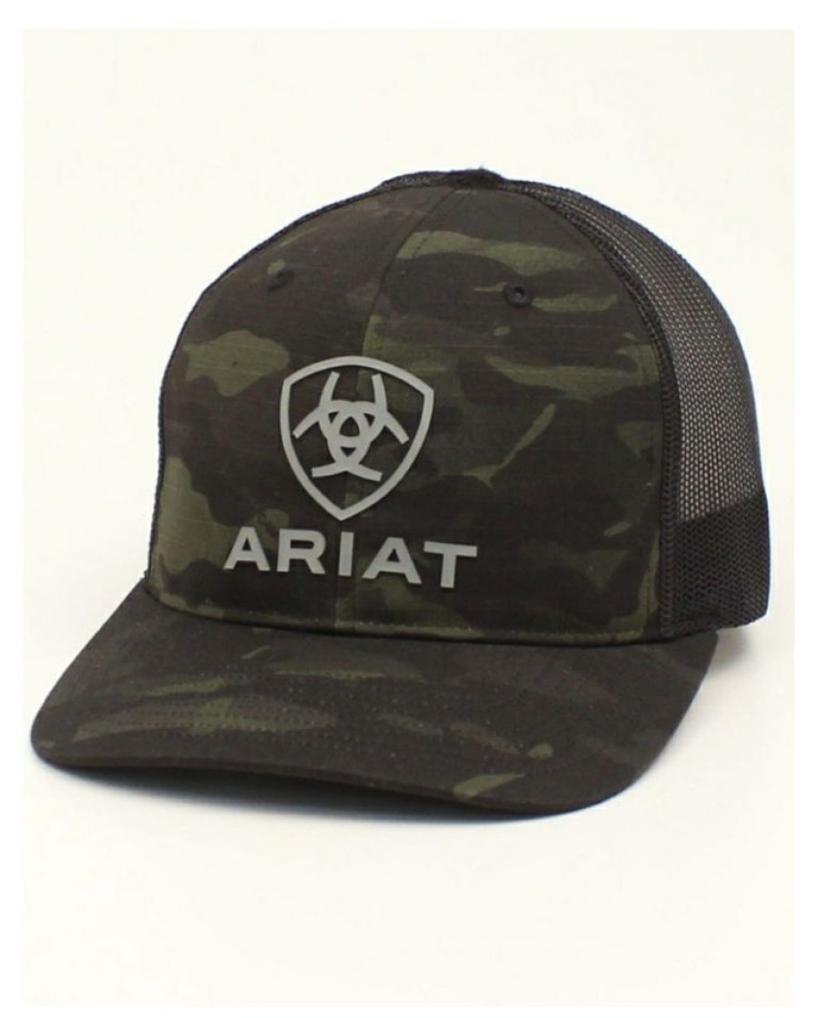 Mens Hats * | Excellent Quality Ariat Men'S Logo Cap Snap Camo