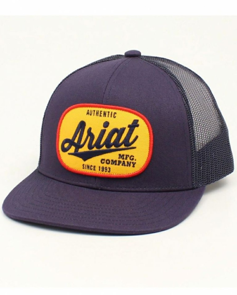 Mens Hats * | Best Price Ariat Men'S Logo Patch Snap Back Mesh