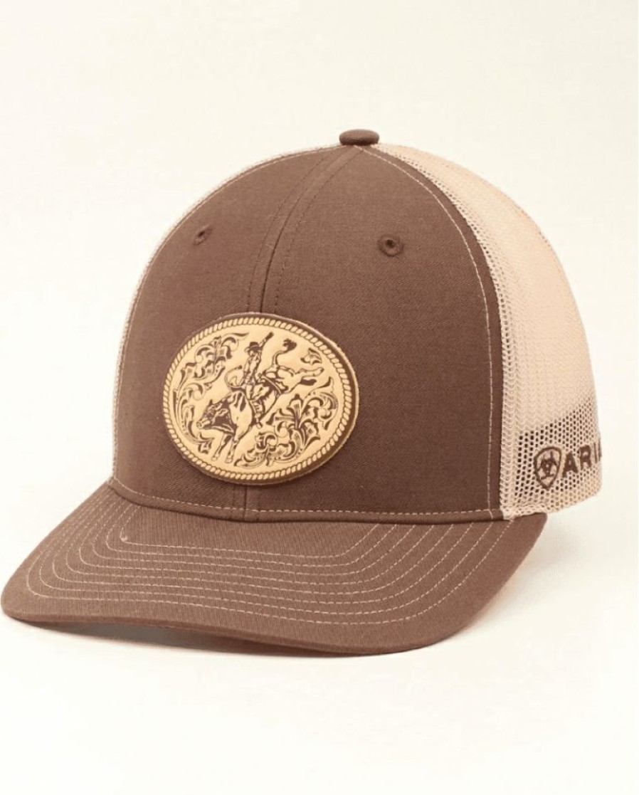 Mens Hats * | Top Sellers Ariat Logo Cap Mesh Back Brown