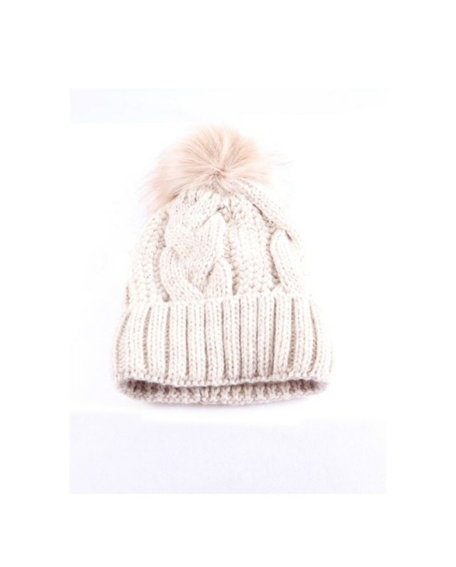 Ladies Hats * | Free Delivery Just 1 Time Ladies' Beige Cable Weave Beanie