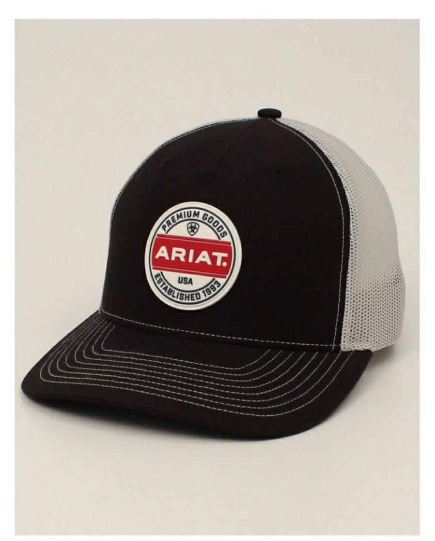 Mens Hats * | Best Price Ariat Men'S Logo Patch Cap Black