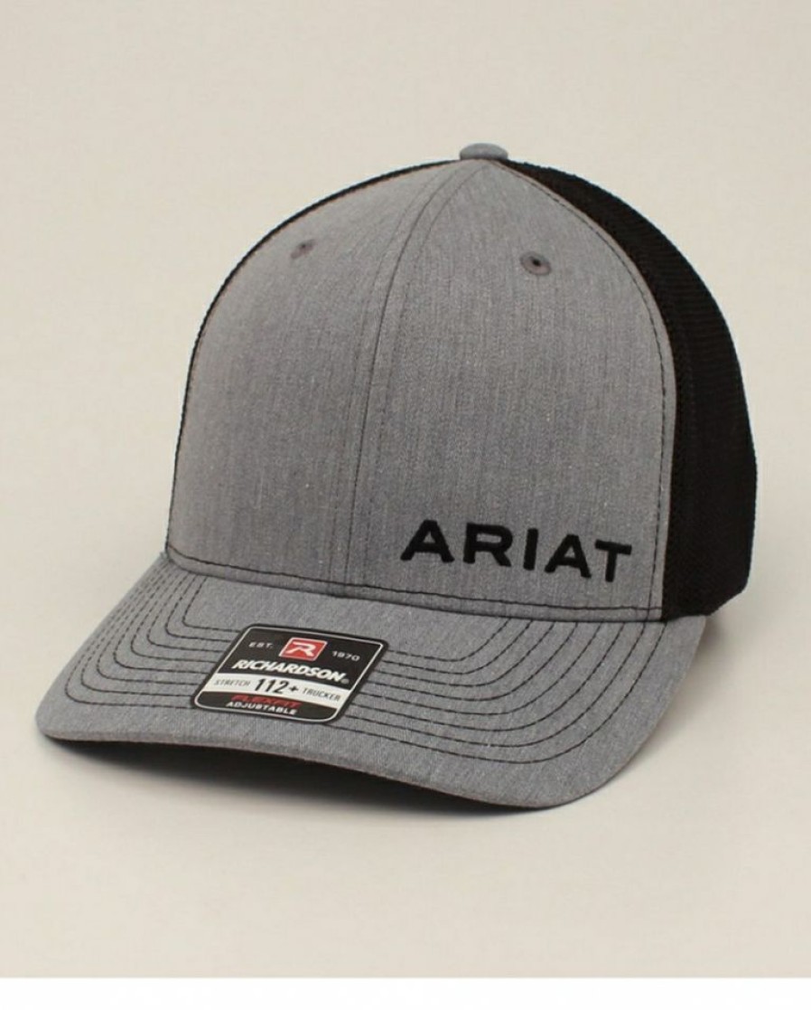 Mens Hats * | Discount Ariat Men'S Logo Mesh Back Grey