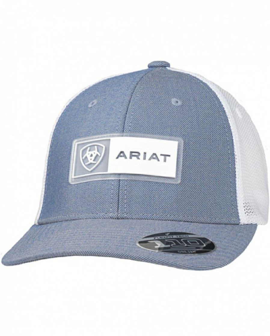 Ladies Hats * | Discount Ariat Men'S Logo Mesh Back Cap Blue