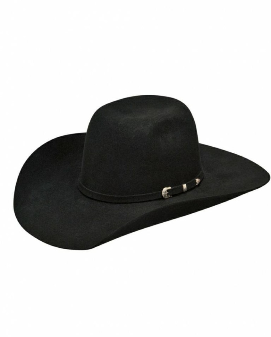 Kids Hats * | Closeout Sale Ariat Kids' Youth Felt Black 4 Brim