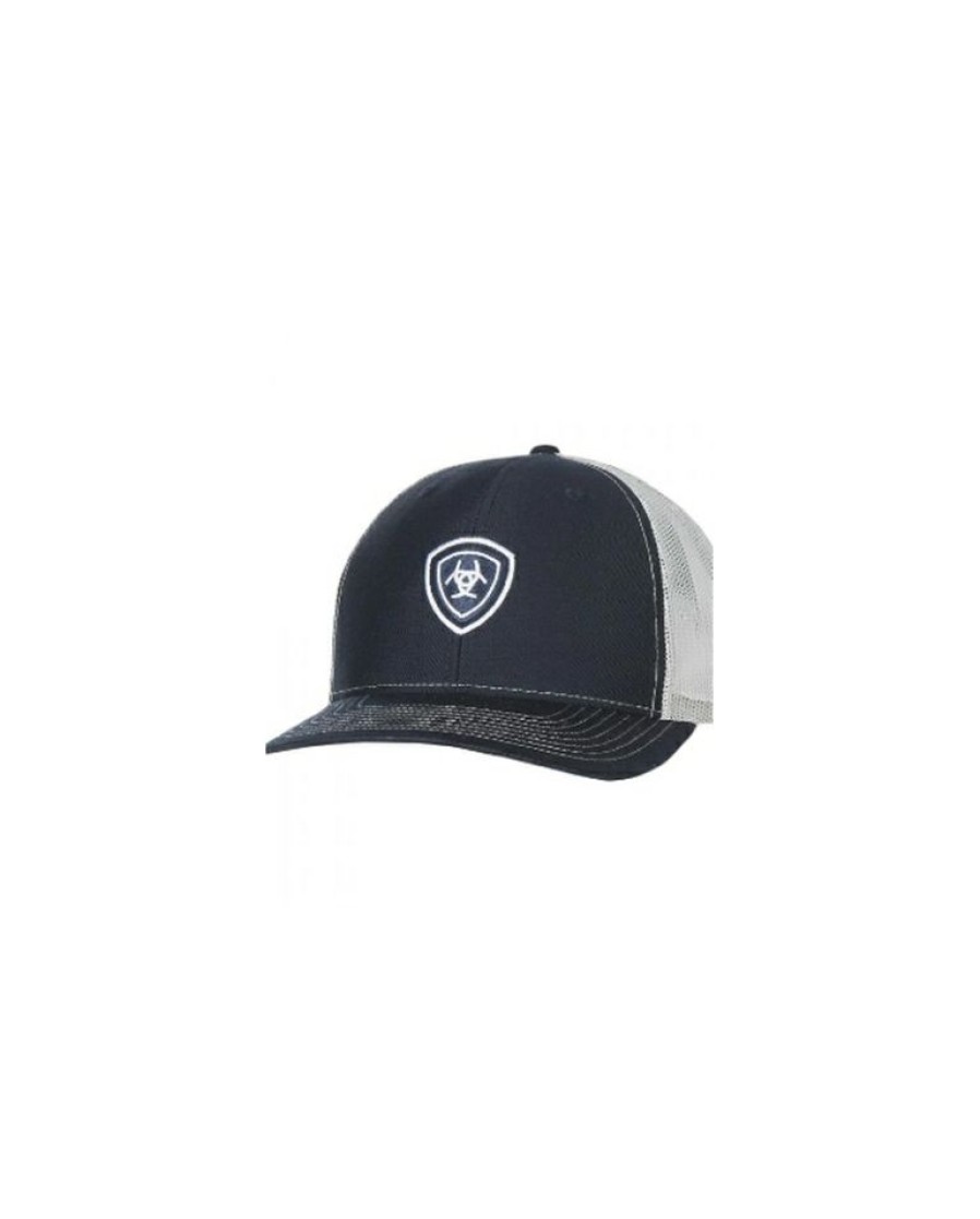 Mens Hats * | Discounts Ariat Logo Cap Mesh Back Navy