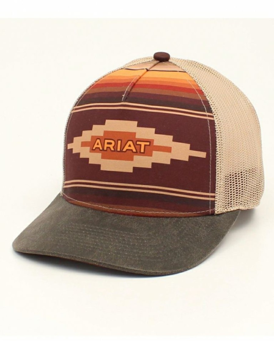 Ladies Hats * | Reasonable Price Ariat Ladies' Logo Aztec Cap