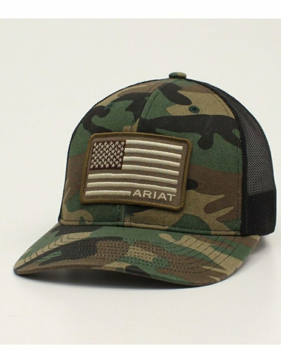 Mens Hats * | Promotions Ariat Men'S Flag Cap Meshback Camo