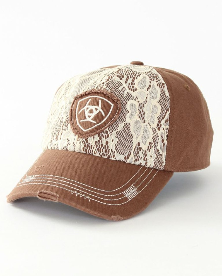 Ladies Hats * | Promotions Ariat Ladies' Brown Lace Velcro Hat