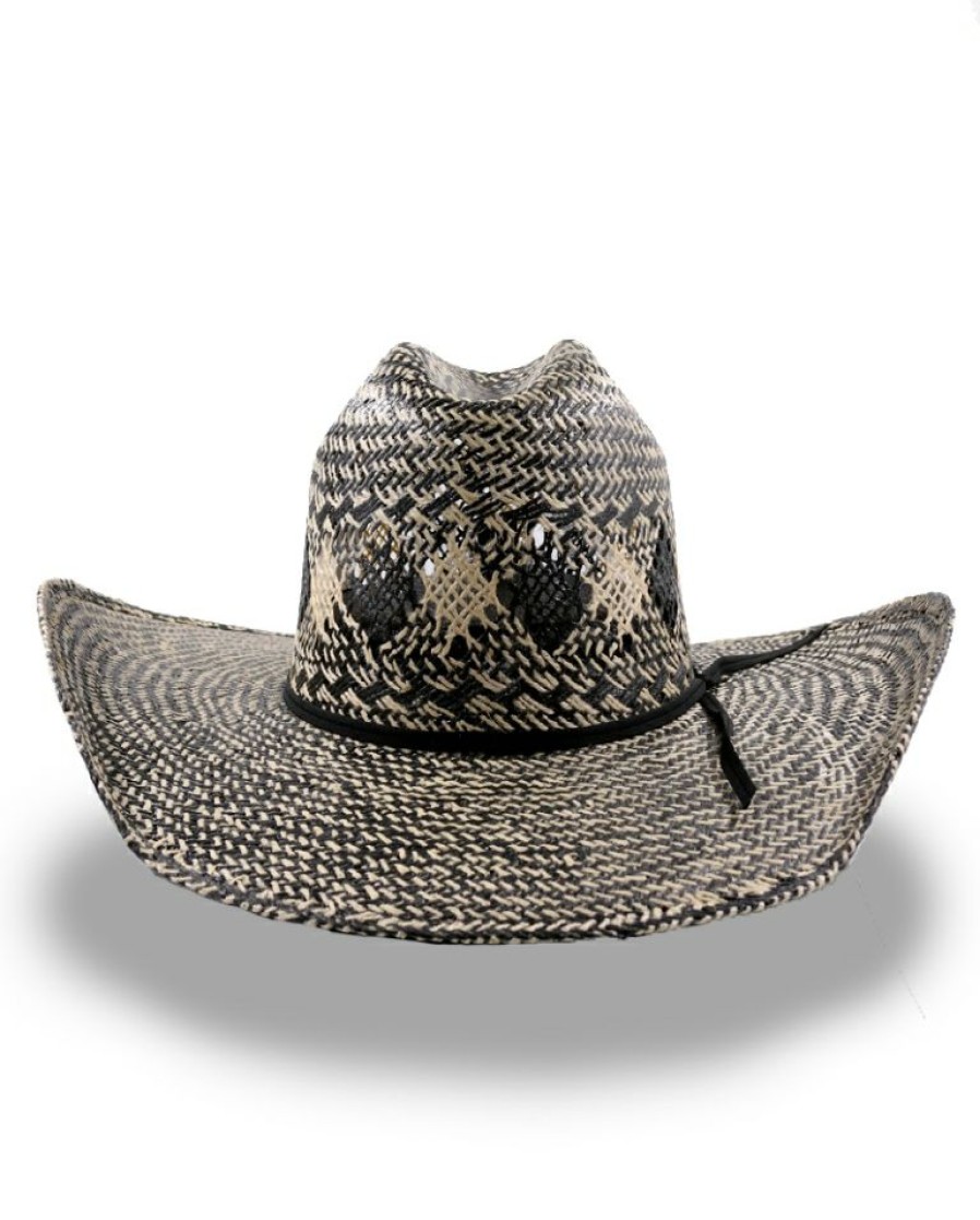 Mens Hats * | Best Price Rodeo King Black/Ivory Jute Straw Hat