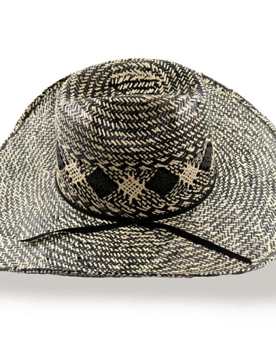 Mens Hats * | Best Price Rodeo King Black/Ivory Jute Straw Hat