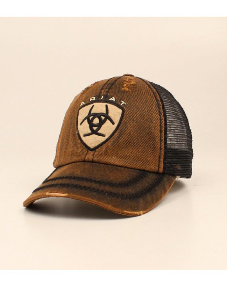 Mens Hats * | Premium Ariat Men'S Adjustable Mesh Logo Cap