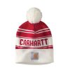 Ladies Hats * | Discount Store Carhartt Ladies' Pom Pom Cuffed Logo Beanie