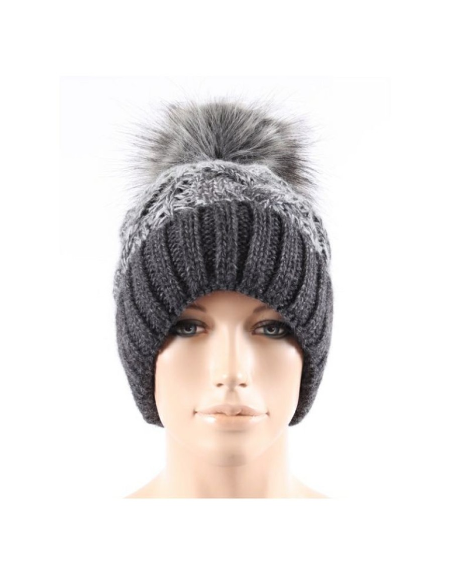 Ladies Hats * | Promotions Just 1 Time Ladies' Vhi Faux Fur Pom Beanie